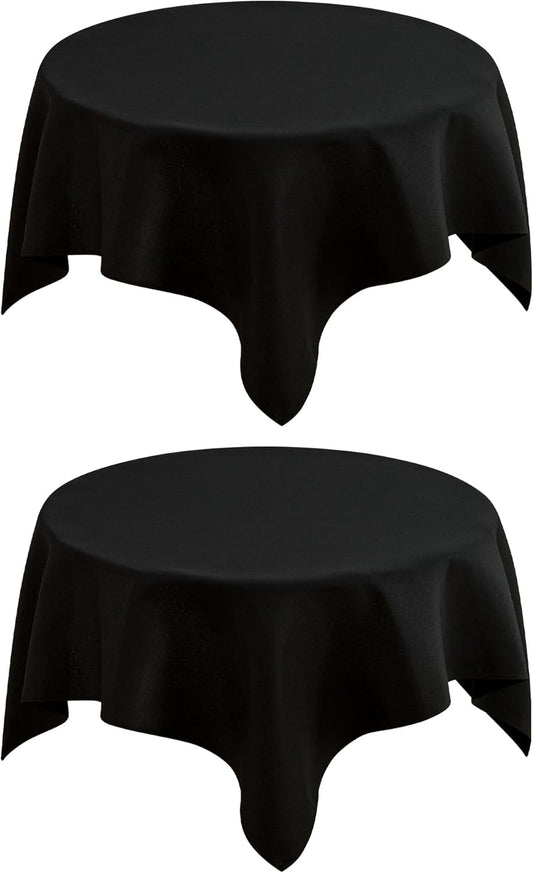 2 Pack Small Square Table Cloth 36X36 Inch Black Washable Fabric Tablecloth Polyester Solid Table Cover for Night Stand End Table Side Table Outdoor Indoor