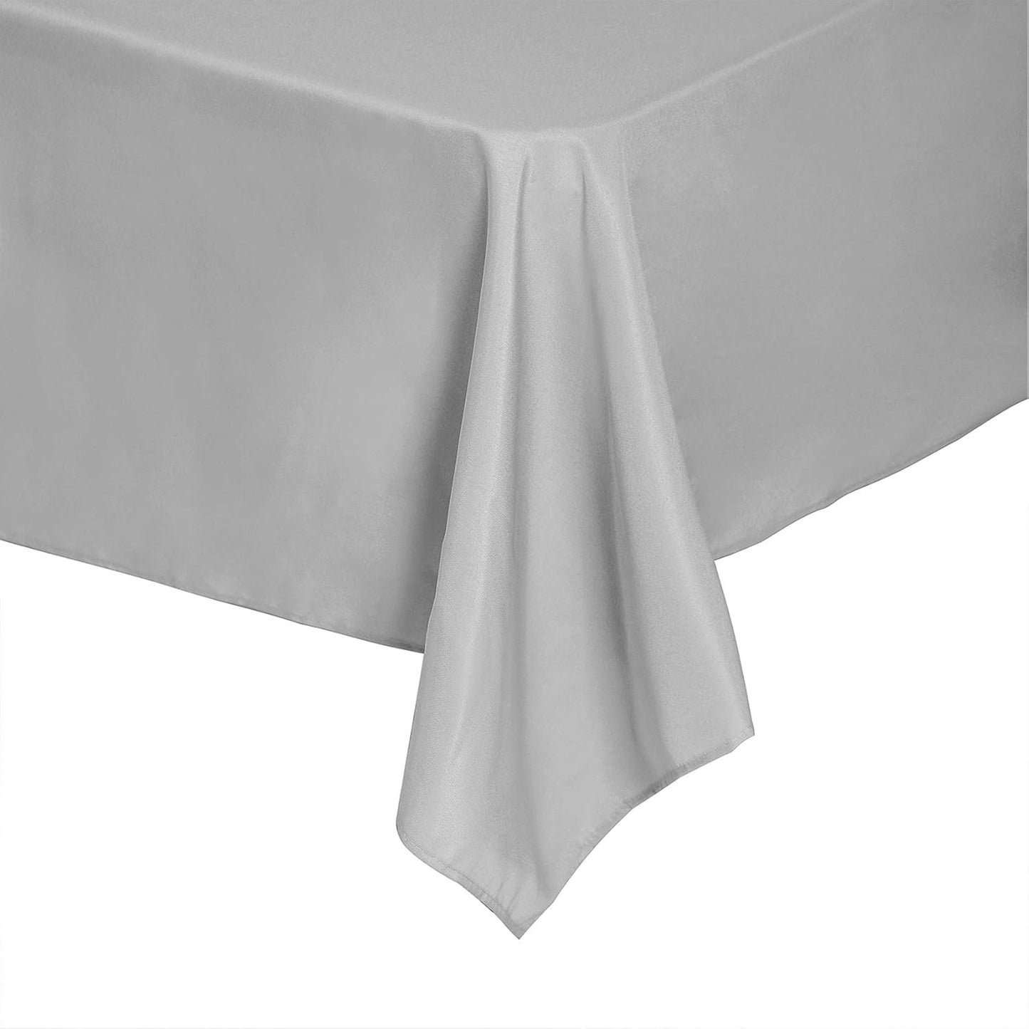Rectangle Tablecloth 90x132 inch Washable Polyester Fabric Table Cloth for Wedding Party Dining Banquet Decoration（90x132, Silver）