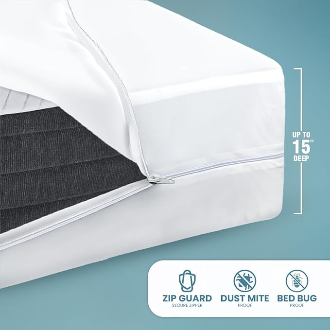 Utopia Bedding Mattress Protector Zippered Short Queen Size, 100% Waterproof - Image 9
