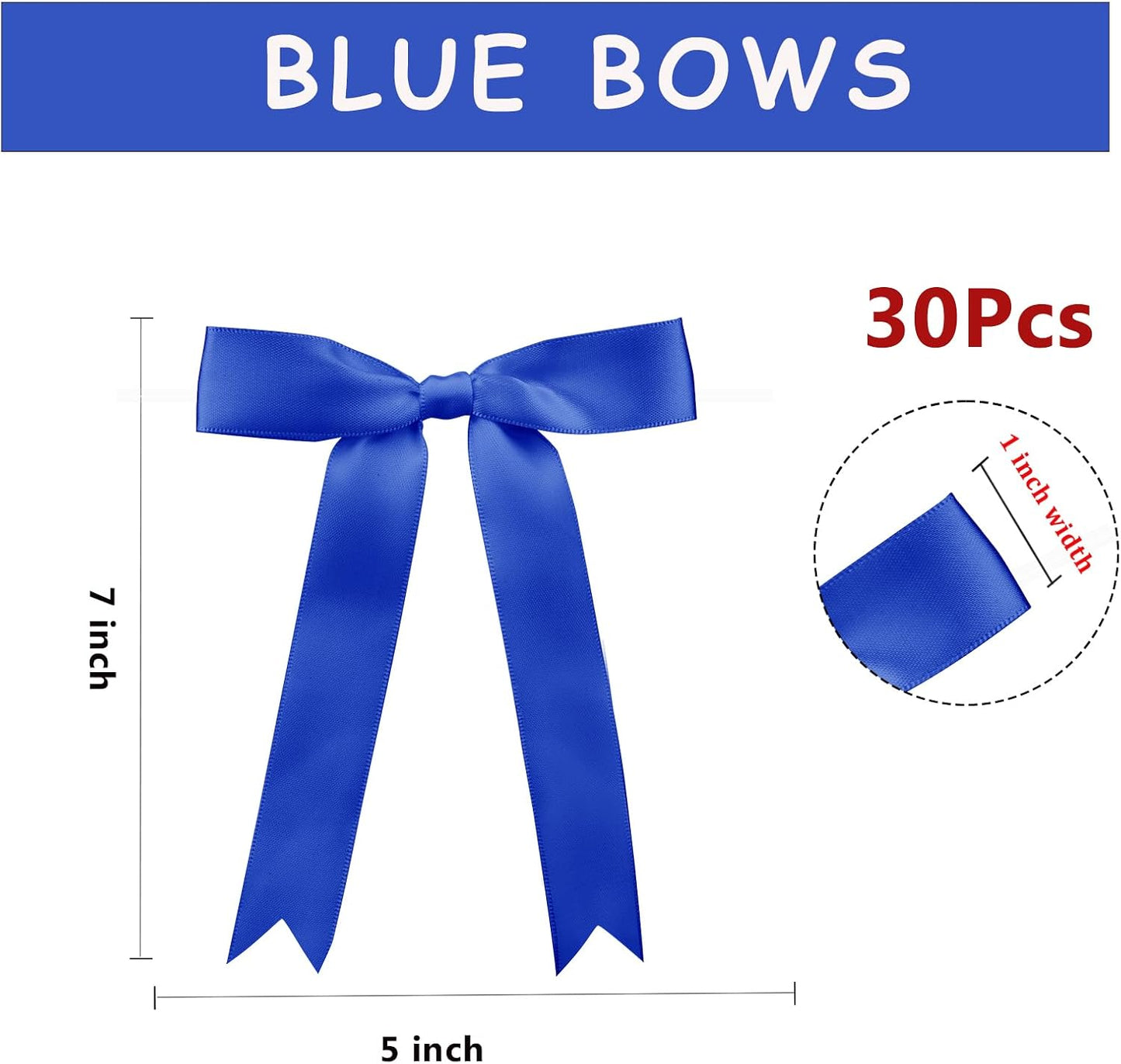 30 Pcs Satin Dark Blue Bows with Twist Tie, 5x7 Inchfor Gift Wrapping Cake Treat Bags Craft DIY Gift, Birthday Decorations, Balloons & Garland Home Decor