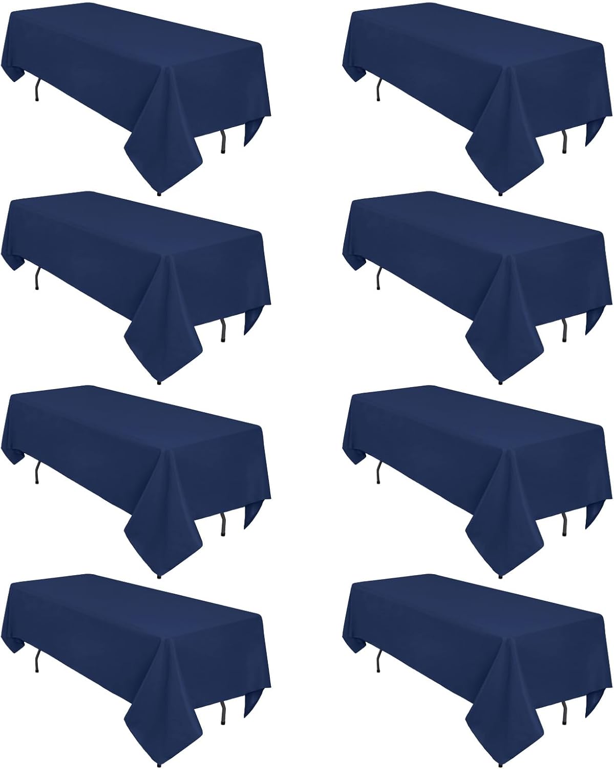 8 Pack Navy Blue Tablecloth 60 x 126 Inch Rectangular Tablecloths for 8 Foot Rectangle Tables, Wrinkle Resistant Blue Table Cloth Washable Polyester Fabric Table Covers for Party Wedding Banquet