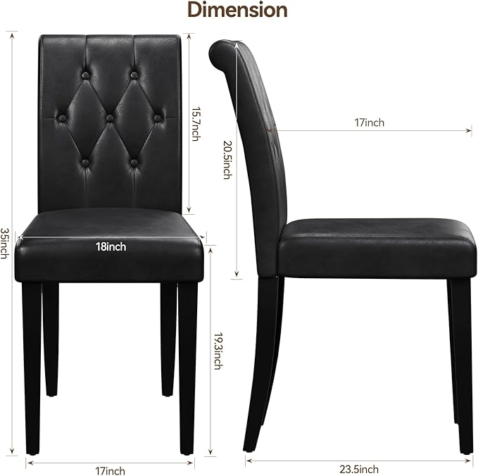 Welzona Upholstered Dining Chairs Set of 6, Button Tufted Parsons Dining Chair - Image 3