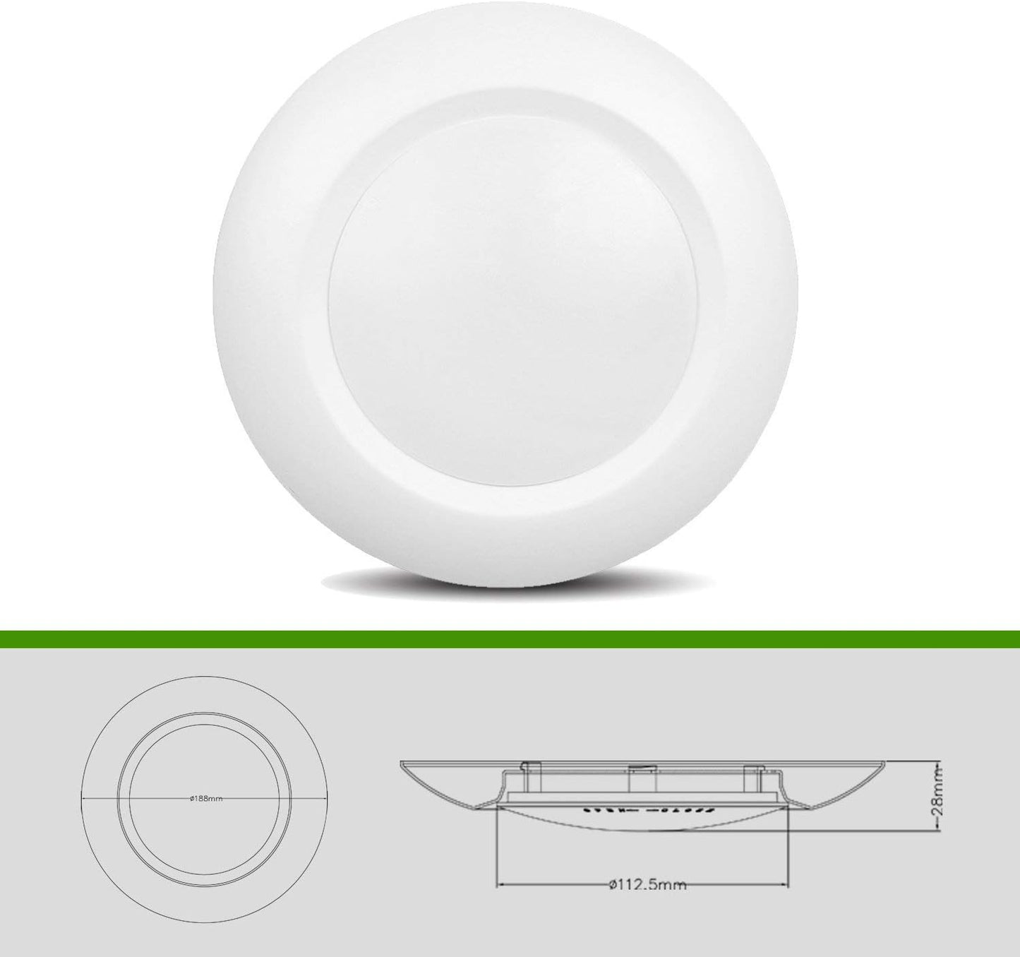 20 Packs 4 Inch LED Low Profile Recessed & Surface Mount Disk Light, Round, 10W, >600 Lumens, 5000k Daylight White, CRI80, DOB Design, Dimmable, ETL Listed, White