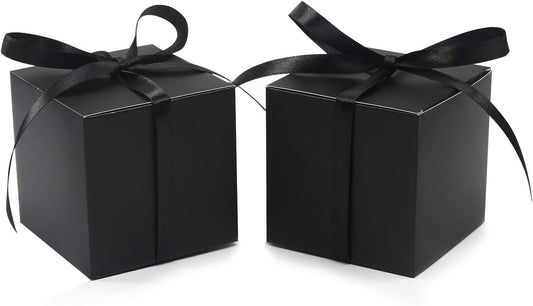 COTOPHER 100pcs Small Gift Boxes, Favor Boxes 2x2x2 inches Paper Gift Boxes with Ribbons Candy Box for Wedding Favors Baby Shower Bridal Shower Birthday Party (Black)