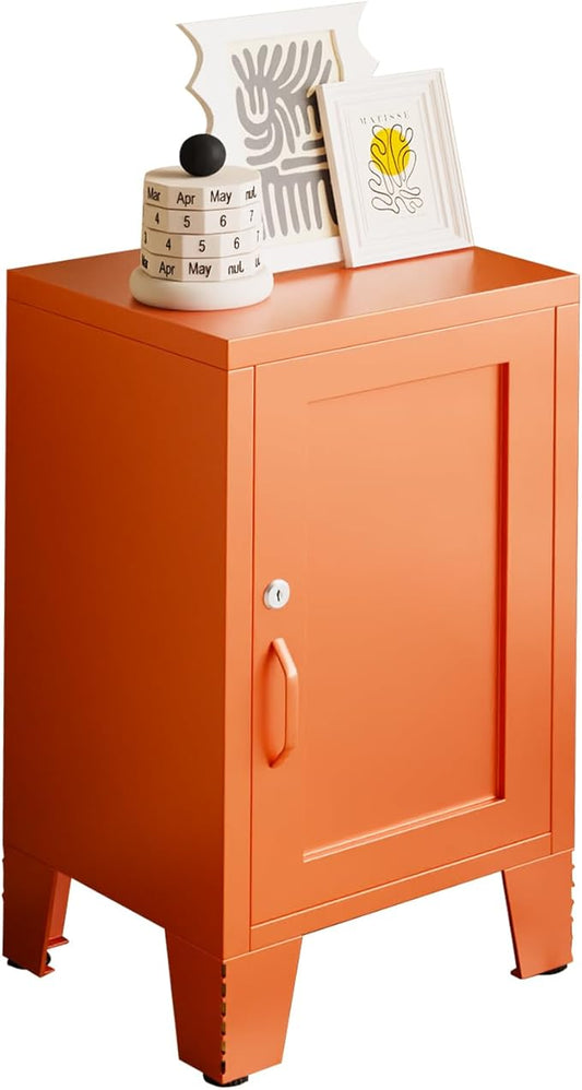 ALBAD Metal Nightstand with Lockable Cabinet, Compact Mini Locker Bedside Table by Albad