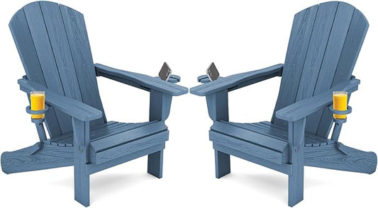 SERWALL Folding Adirondack Chair, HDPE Adirondack Chairs Set of 2, Plastic by SERWALL