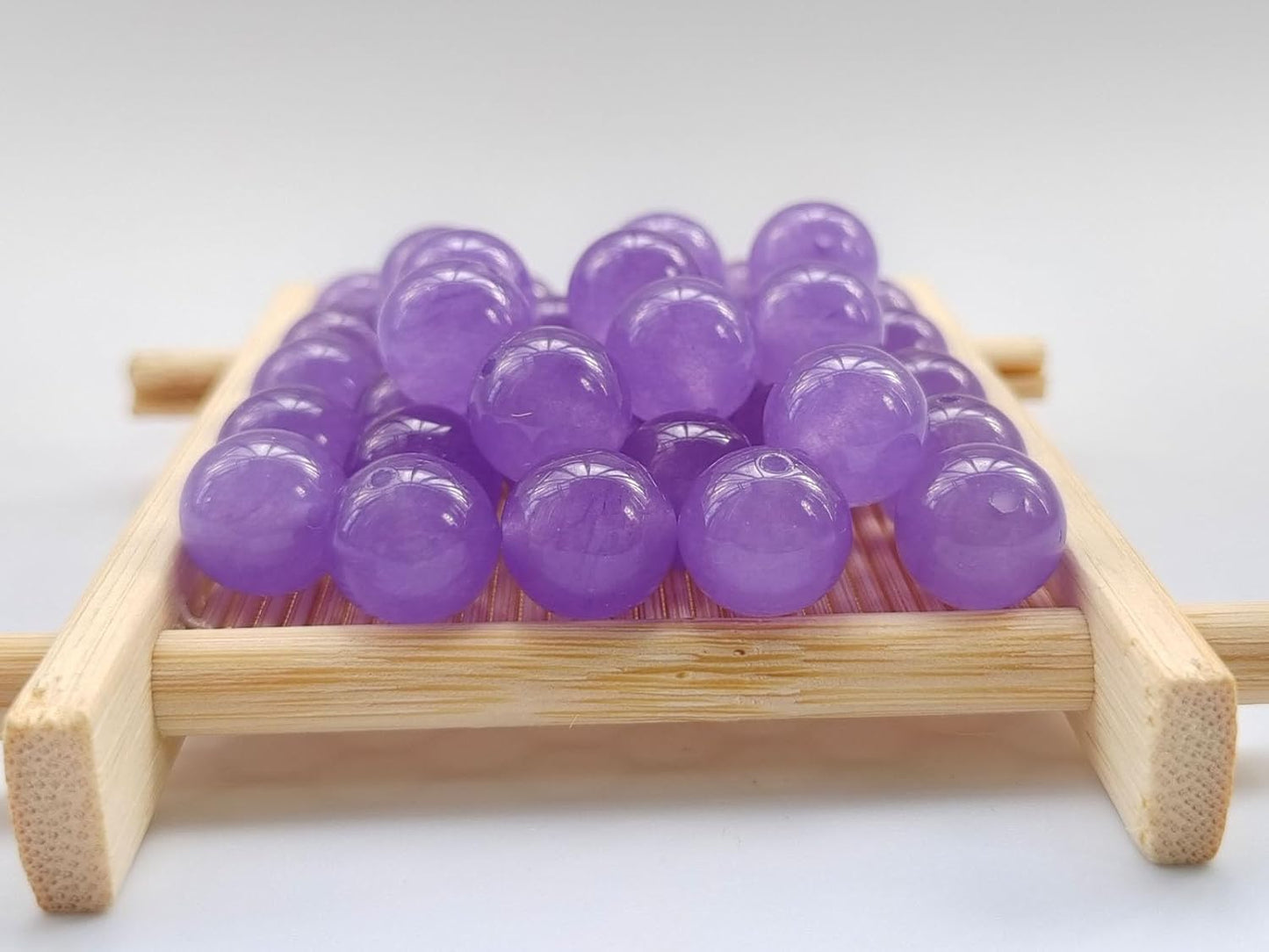 Stone Beads 10mm 60pcs Light Purple Chalcedony Beads Round Loose Gemstones Beads for Bracelet Necklace Jewelry Making (10mm, 61029 Light Purple Chalcedony)