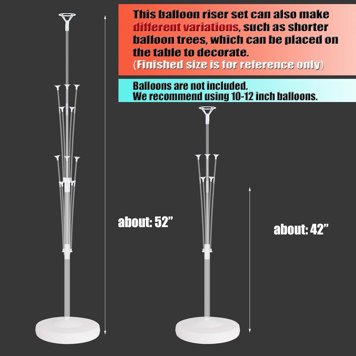 Balloon Column Stand Kit for Floor - Set of 2, Base and Pole,Balloon Tower Backdrop Decoration for Wedding, Birthday Party, or Bachelorette Parties (Balloons not included)