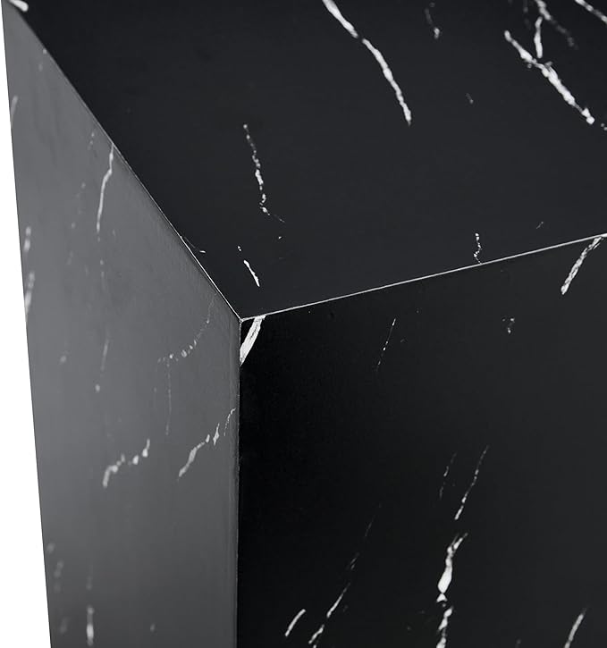 16'' Cube Coffee Table with Marble Stone Pattern, Square No Assembly End Table - Image 7