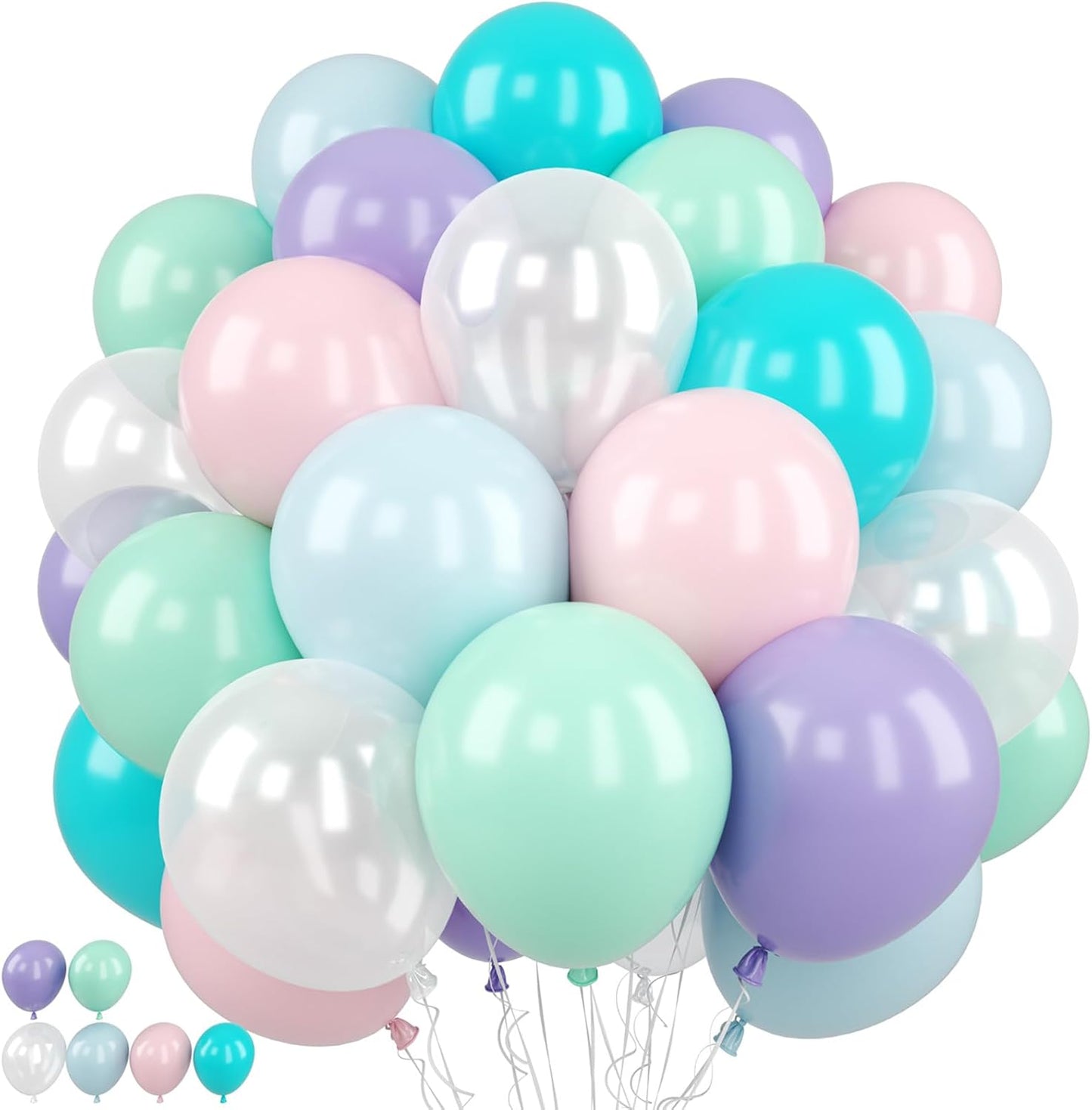 Pastel Balloon, 50 Inch 12 Inch Mermaid Birthday Party Decorations with Pink Purple White Blue Teal Ballons fo Girls Mermaid Balloons Baby Shower Party Supplies