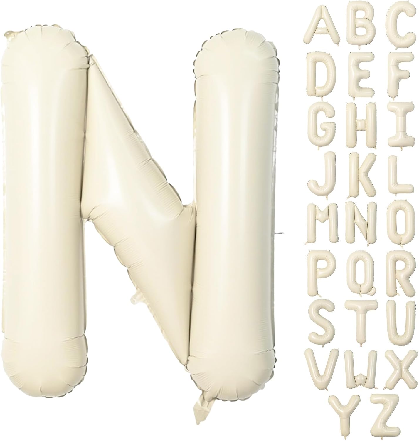 40 Inch Letter Balloons N, Big Custom A-Z Alphabet Foil Name Balloon Cream White, Self Inflating Beige Customize Helium Balloon Letters N for Women Girls Birthday New Year Baby Shower Party Decoration