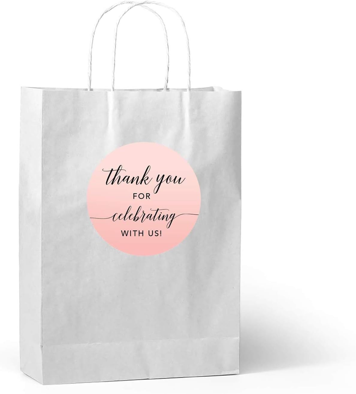 Andaz Press Blush Pink Rose Elegant Party Collection, Round Circle Label Stickers, Thank You for Celebrating with US, 40-Pack, Favors Decor Envelope Seals