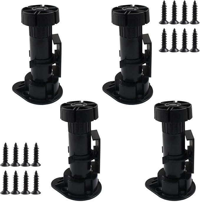 Jiozermi 4 Pack Black Plastic Cabinet Legs, Adjustable Furniture Feet - Image 5
