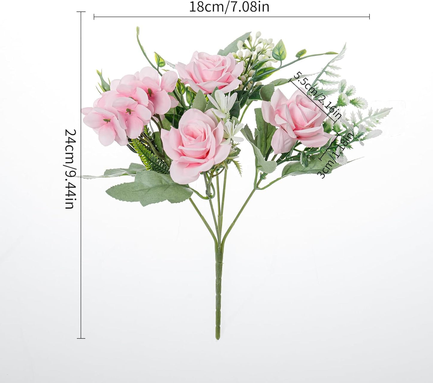 Artificial Flower 5 Branches Artificial Silk Fake Flowers Bouquet Small Roses for Wedding Home Office Tables Decor 4 Packs(Light Purple)