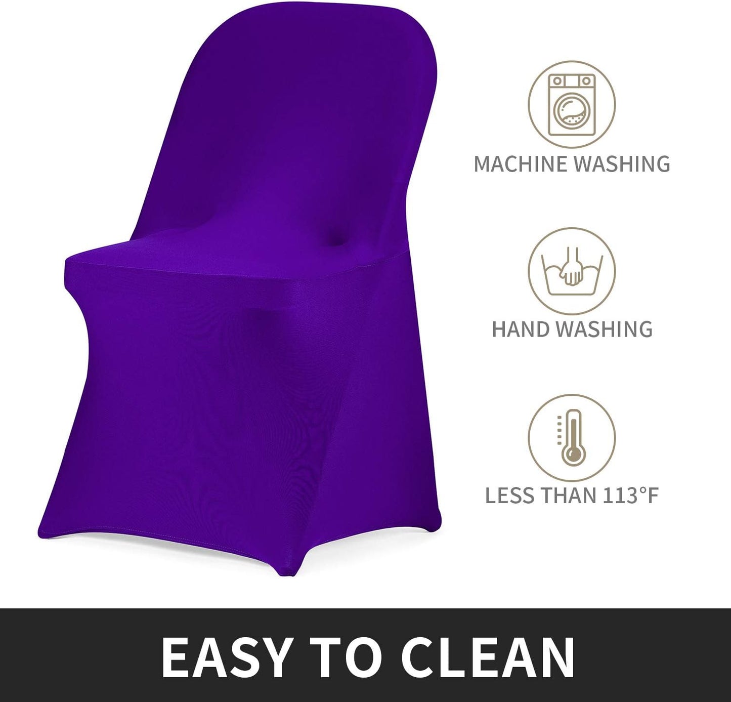 Peomeise Stretch Spandex Folding Chair Cover for Wedding Party Dining Banquet Event (Purple,6pcs)