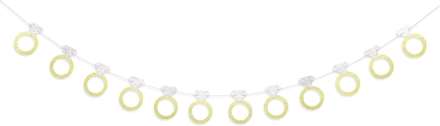 Bachelorette Party Banner - Glitter Gold and Silver Diamond Ring Banner, Engagement Party Decorations, Bride to Be Decorations, Bridal Shower Decorations