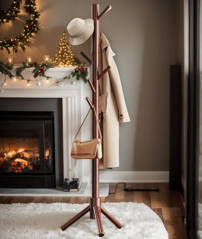 Pipishell Sturdy Wooden Coat Tree - Image 8