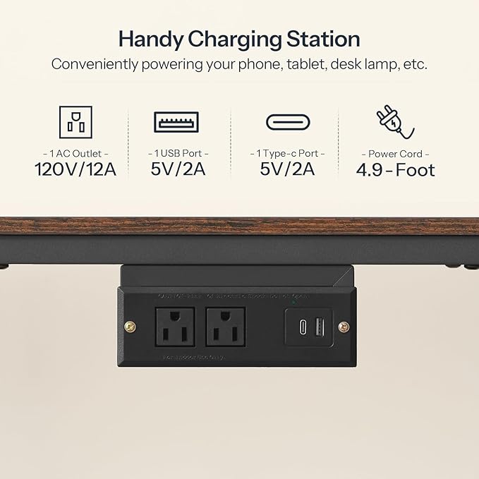 HOOBRO TV Stand with Charging Station to 55 Inches, LED Entertainment Center - Image 5