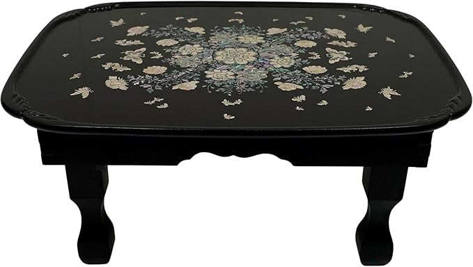 February Mountain Mother of Pearl Folding Table Handmade Bedroom Table - Image 3