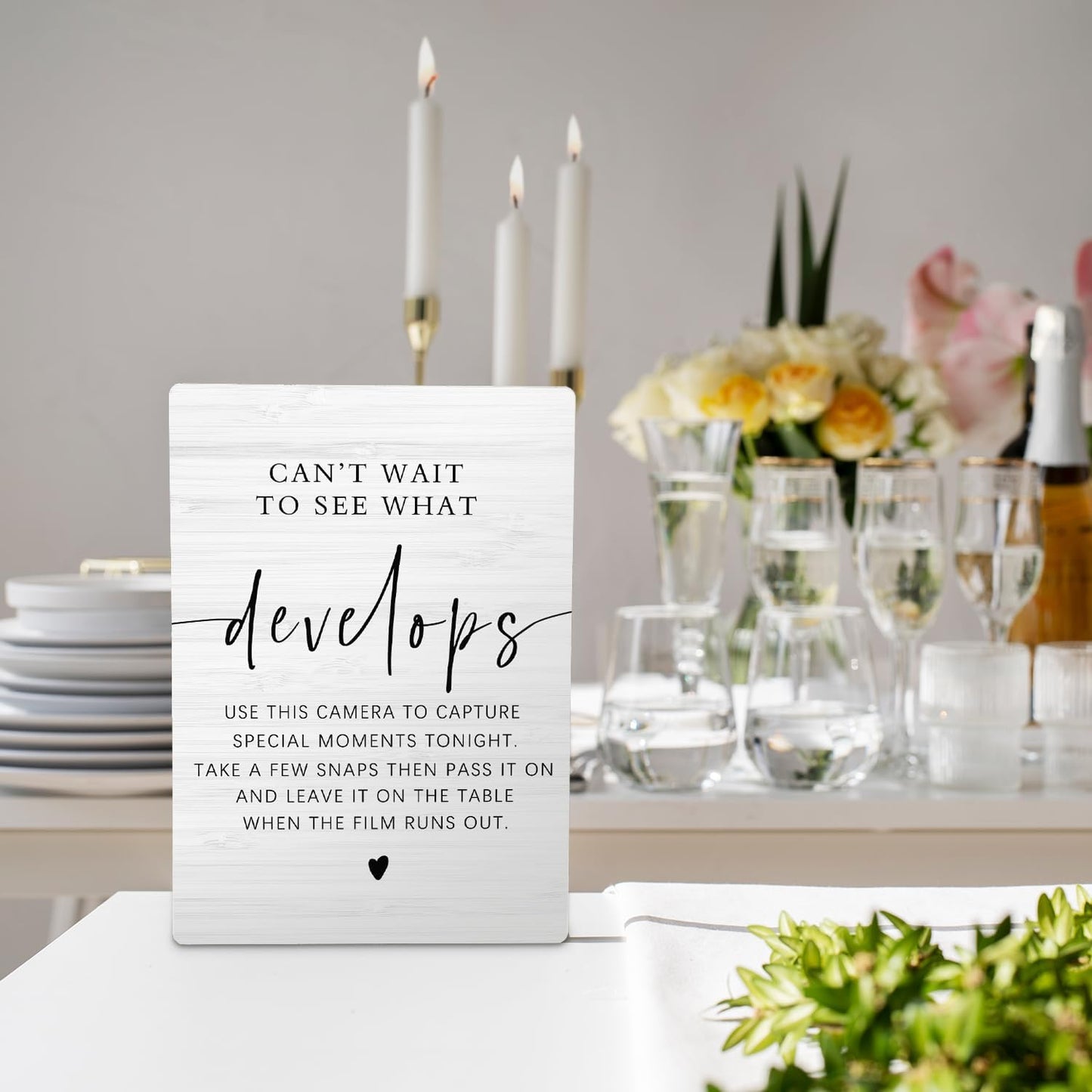 Can't Wait To See What Develops Wooden Stand 5x7inch, Wedding Camera Sign, Guest Photo Sign, Wedding Decor