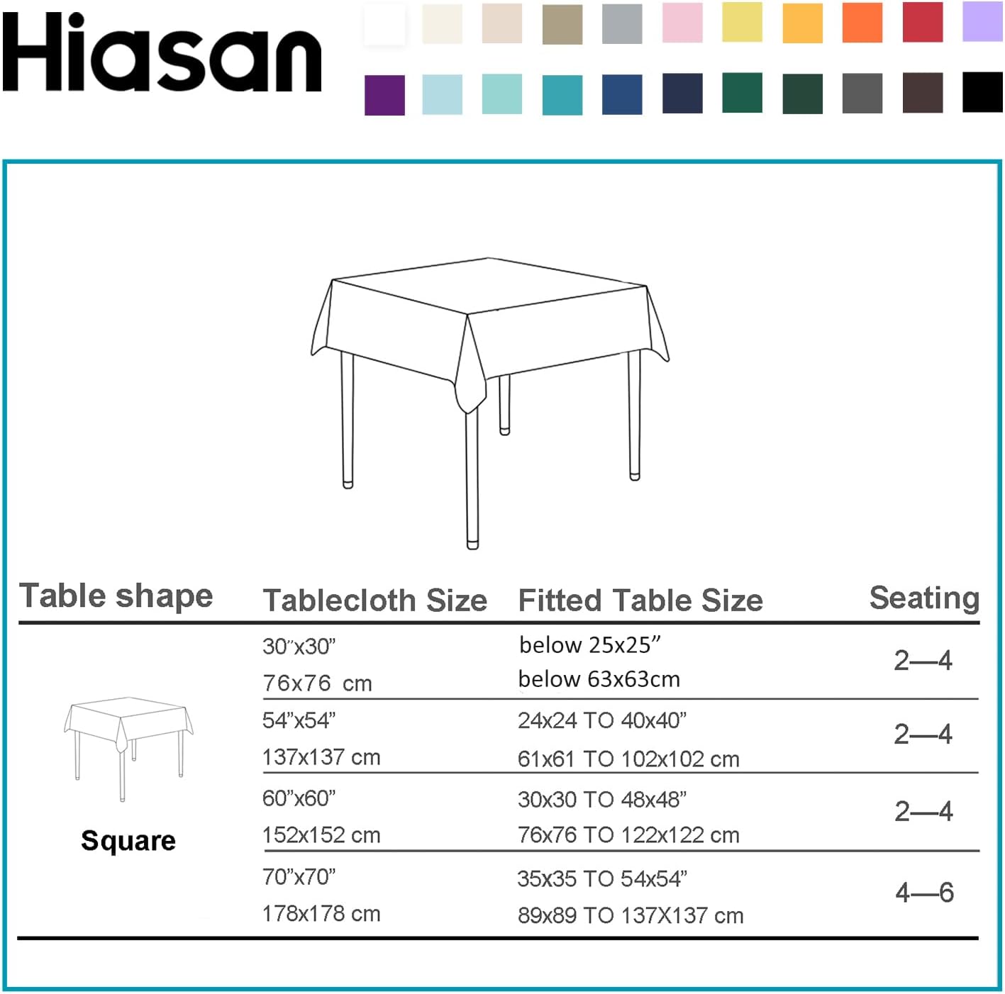Hiasan Solid Square Tablecloth - Waterproof and Spillproof Washable Table Cloth for Dining Tables, Orange Yellow, 30 x 30 Inch