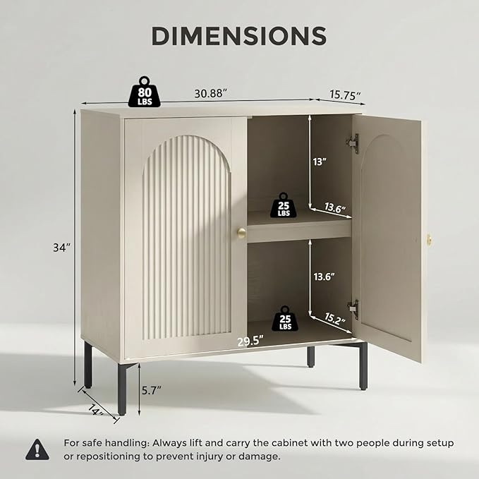 IFBUY Modern Sideboard Buffet Cabinet, Wooden Modular Coffee Bar Cabinets - Image 2