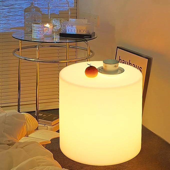 16-inch LED Cylinder Stool, Rechargeable Glowing Chair w/Remote, Dimmable 16 - Image 7