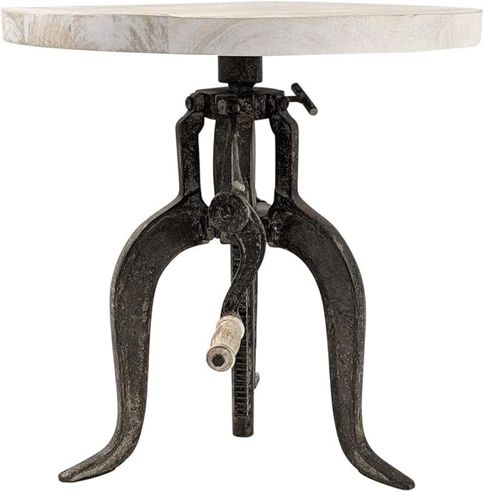 Carolina Chair & Table Adjustable Hand Crank 18" Wooden Top Rustic Side Table - Image 7