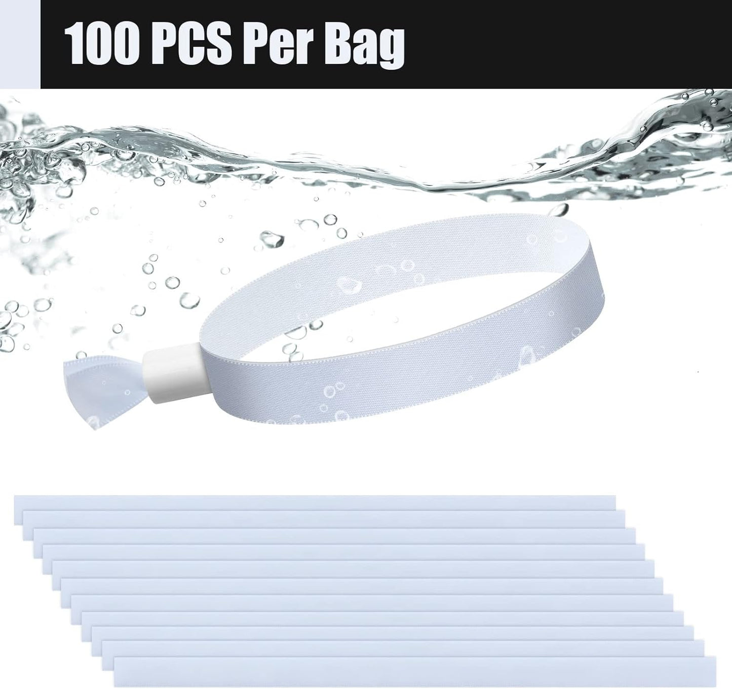 Green-Power America 100 Pcs Cloth Event Wristbands, Event Wristbands, Colored Wrist Bands for Events, for Lightweight Concert Wrist Strap for Activities, Party Bracelets for Events (Color : White)