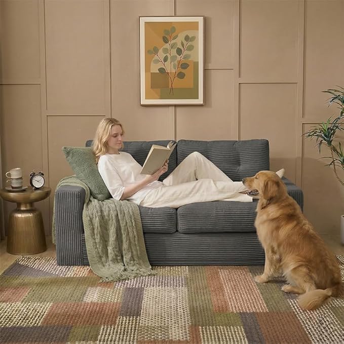 69" Corduroy Loveseat Sofa in a Box, High-Density Foam Couch, No Assembly - Image 9