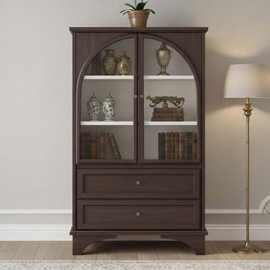52" Tall Display Cabinet with Glass Doors, Glass Display Case Storage Cabinets by Unknown