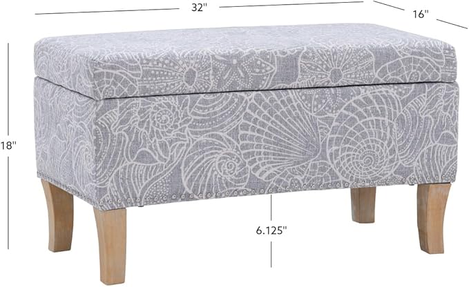 Linon Stone Upholstered Storage Stephanie Ottoman - Image 3