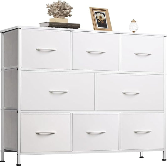WLIVE 8 Drawer Dresser for Bedroom, Fabric White Dresser by WLIVE