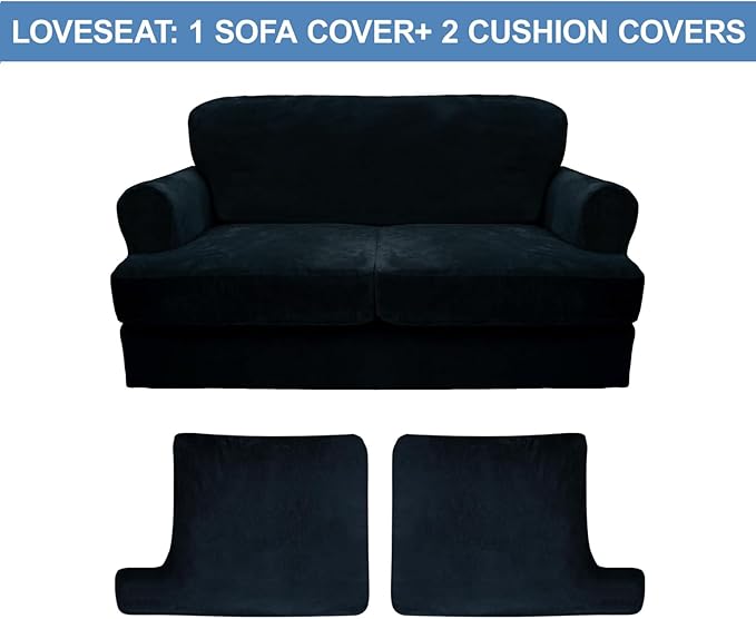 CUCRAF T Cushion Sofa Cover 3 Piece Loveseat Slipcovers, Soft Thick Velvet - Image 5
