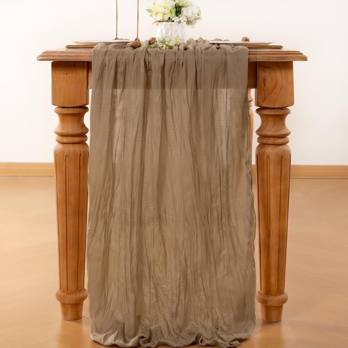 Nude Table Runner Cheesecloth Table Runner 10FT Farmhouse Table Runners 120 Inches Fall Table Decor Dining Room Centerpiece Wedding Boho Baby Shower Birthday
