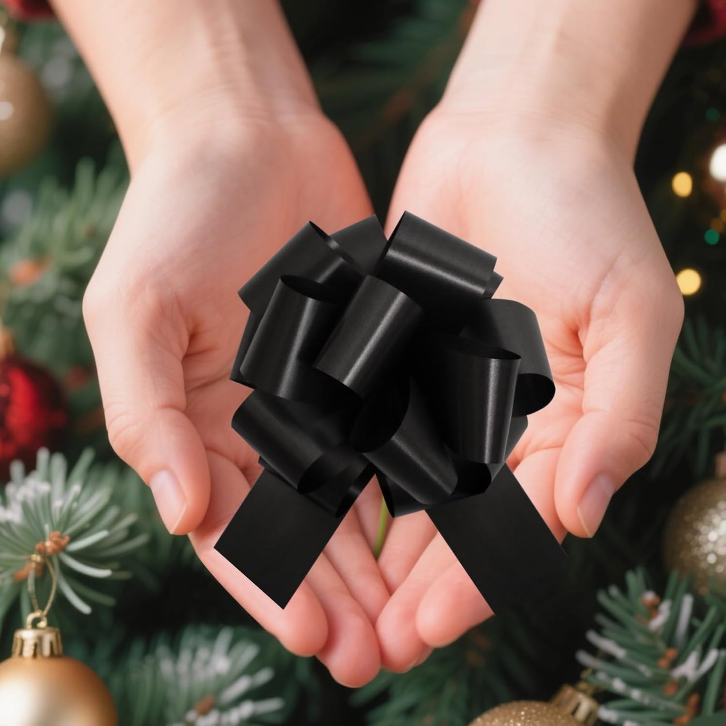 12 PCS 6 Inch Black Pull Bows - Perfect for Gift Wrapping, Wedding Decor, Car Bows, Birthday Parties, Christmas and Valentine's Day