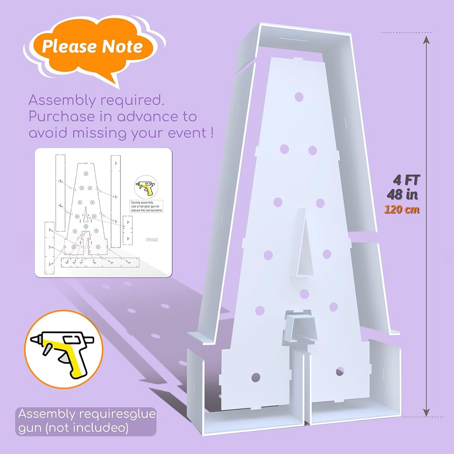 4FT Marquee Light Up Numbers 5 – Cool White LED, Easy to Assemble Foam Board with Back Support, Large Marquee Light Up Numbers for Birthday, Wedding, Party, Anniversary, Baby Shower Decor