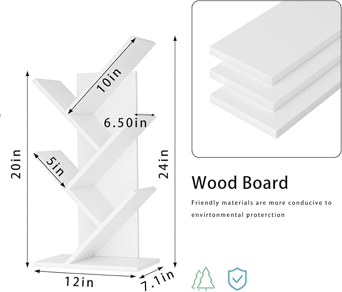 SHEEPAM 5 Tier Tree Book Shelf, Small Desktop Bookshelf - Image 3