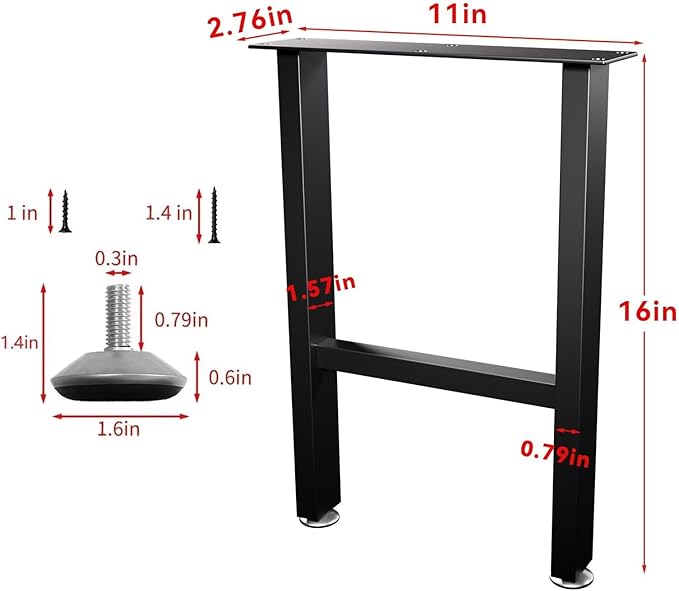 H Bench Legs 16 Inch Metal Coffee End Table Legs - Image 6