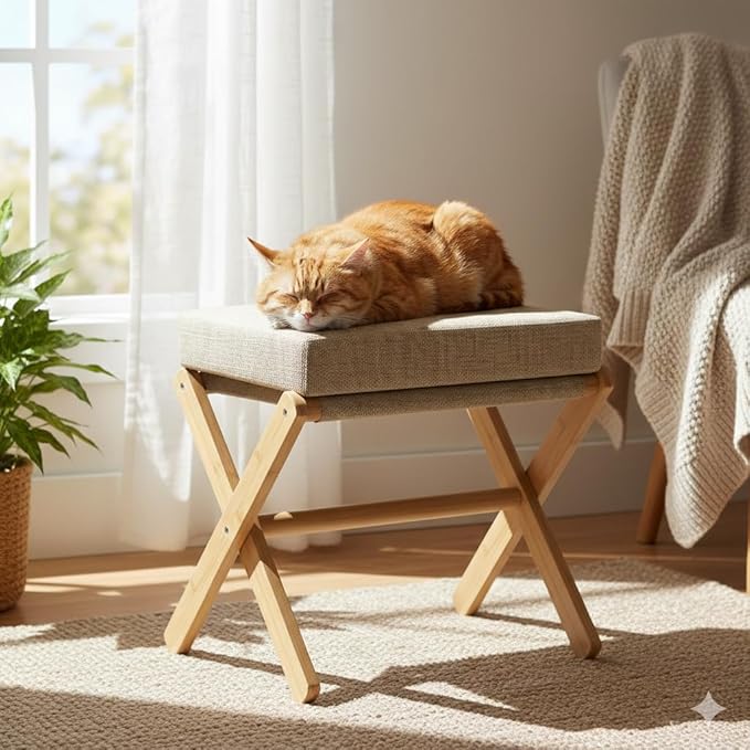 BAMBOOHOMIE Foldable Foot Stool Ottoman, Modern Foot Rest - Image 8