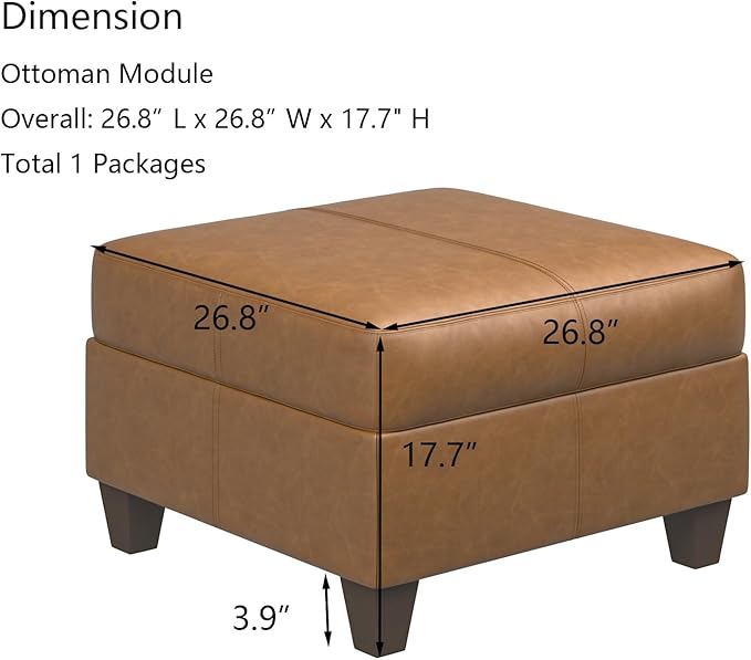 EASE MOOSE Faux Leather Square Ottoman Module - Image 2