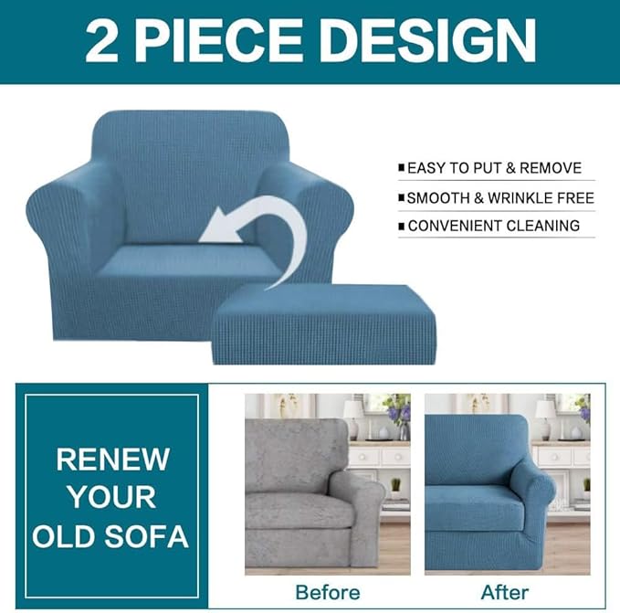 2 Piece Chair Covers Chair Slipcovers - Image 4