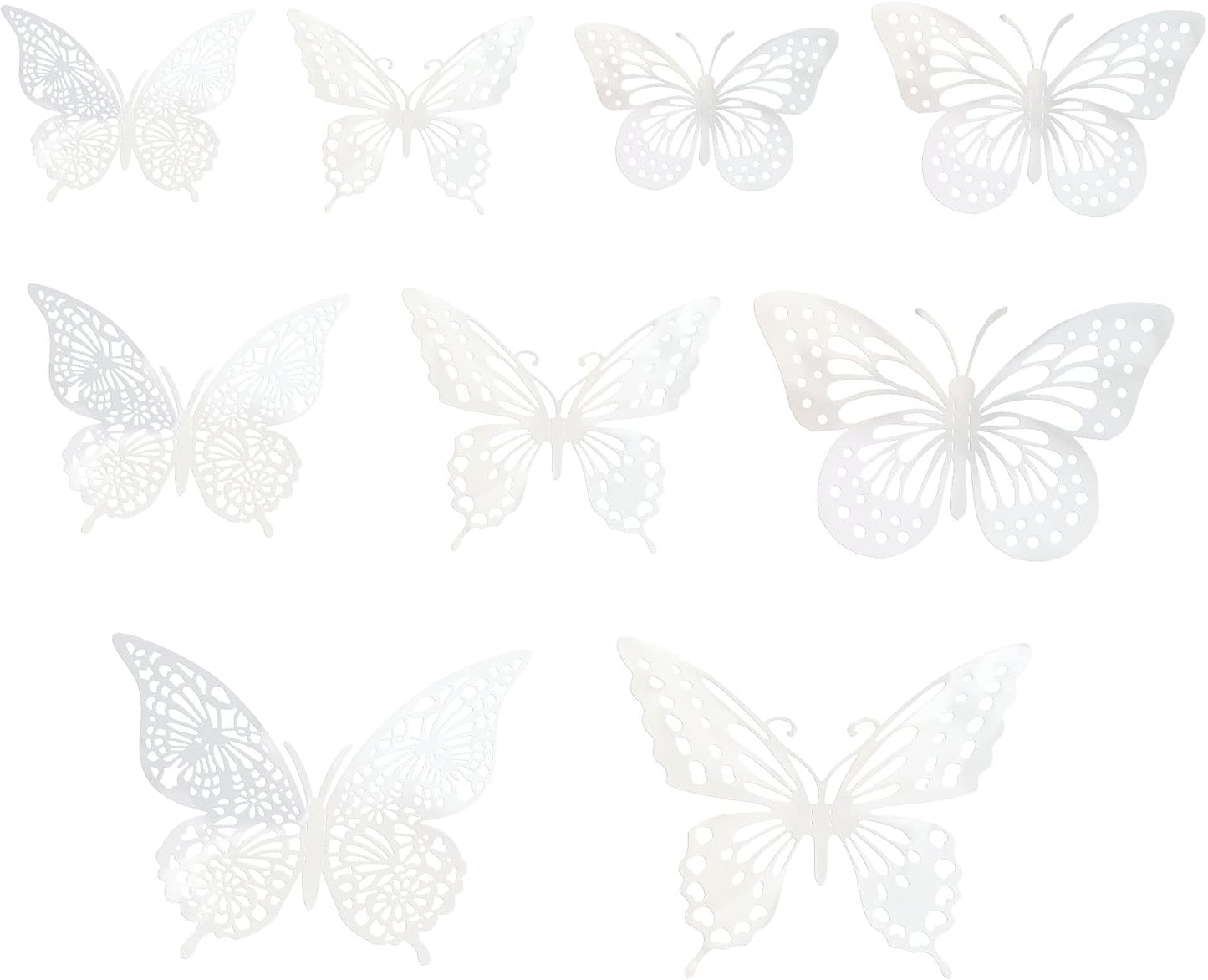 Gyufise 36 Pack Silver Laser 3D Butterfly Cupcake Toppers Hollow Cake Decorations for Birthday Wedding Fairy Party Wall Sticker Decal