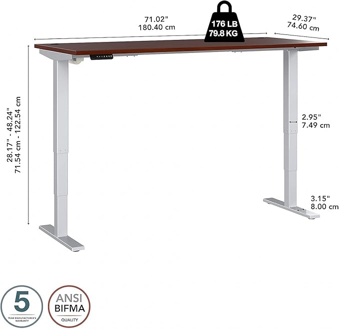 Bush Business Furniture 72-inch Electric Height Adjustable Standing Desk - Image 5