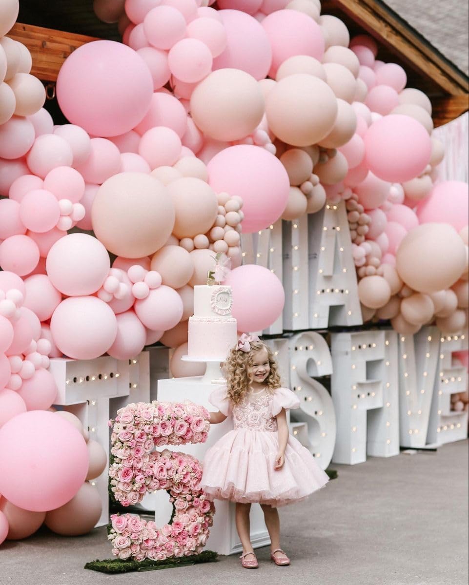 Pink Balloons Set,12 Inch Metallic Pink Pearl Pink Macaron Pink Light Pink Confetti Pink Different Shades Balloons For Girl Women Birthday Decorations Wedding Party Decorations Supplies