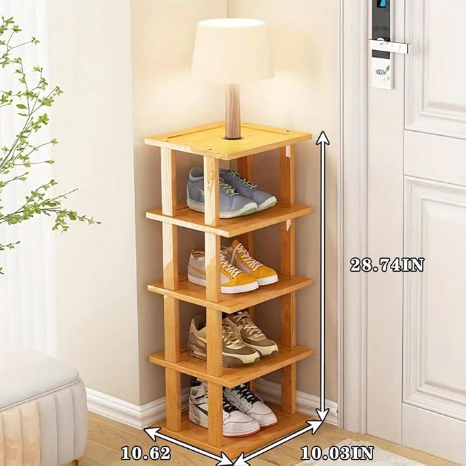 SAN HE Bamboo Shoe Rack 5Tier- Vertical Shoe Rack - Image 2