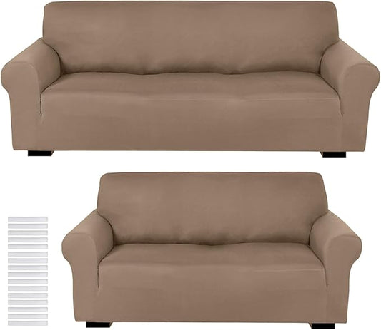 Peryiter 2 Pcs Sofa Covers Couch and Loveseat Covers Set Stretch Sofa Slipcover by Peryiter