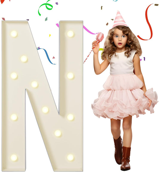 eufony Marquee Letters 4 Feet Tall, 4 FT Marquee Light Up Letters, Giant Light Up Letters 4FT for Birthday Party Baby Shower Gender Reveal Graduation Decorations, Letter N with LED Lights DIY Kit
