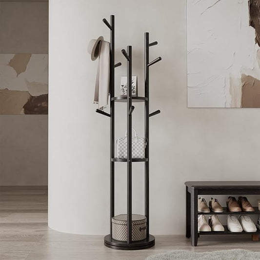 Muwuele Solid Wood Rotary Coat Rack, Freestanding Coat Rack by Muwuele