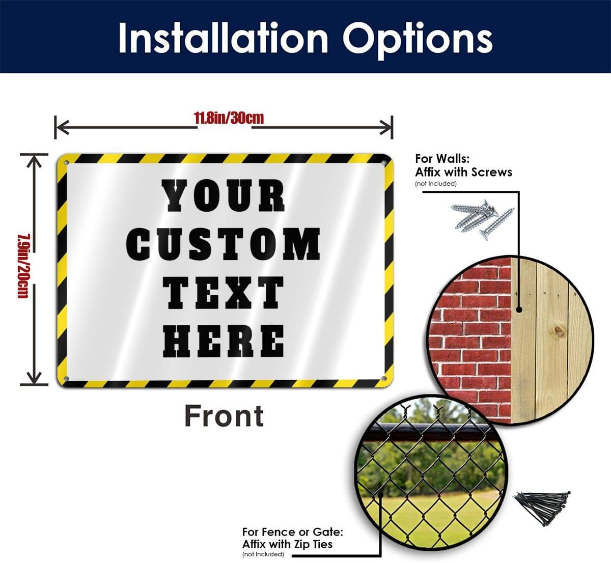 Custom Signs Outdoor Metal - 12 x 8 Personalized Aluminum Rust-Proof Entrance Garden Hazard Intersection Parking Signs, Decorative Sign